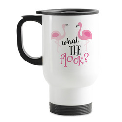 Pink Flamingo Stainless Steel Travel Mug with Handle
