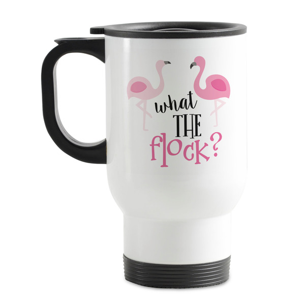 Custom Pink Flamingo Stainless Steel Travel Mug with Handle