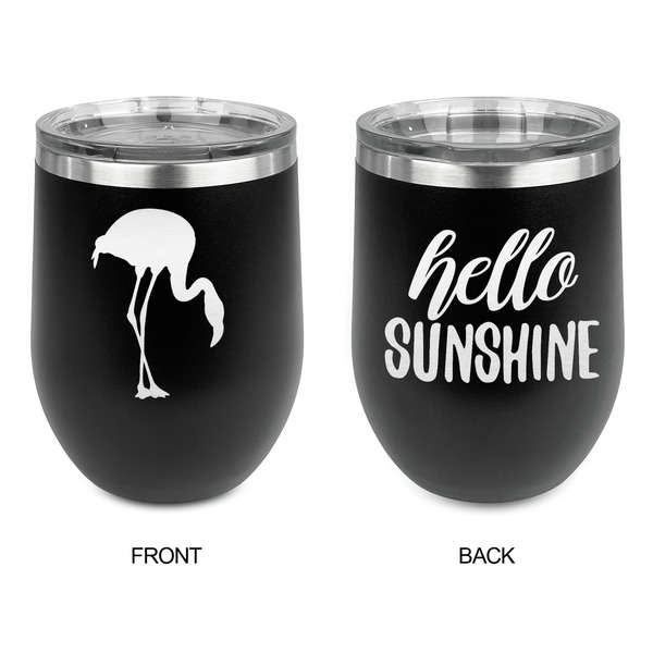 Pink Flamingo Stainless Wine Tumblers - Black - Double Sided - Approval