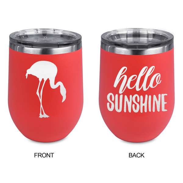 Pink Flamingo Stainless Wine Tumblers - Coral - Double Sided - Approval
