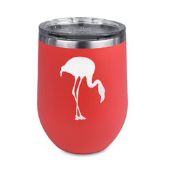Pink Flamingo Stemless Stainless Steel Wine Tumbler - Coral - Double Sided