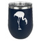 Pink Flamingo Stainless Wine Tumblers - Navy - Single Sided - Front