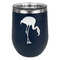 Pink Flamingo Stemless Stainless Steel Wine Tumbler - Navy - Single Sided