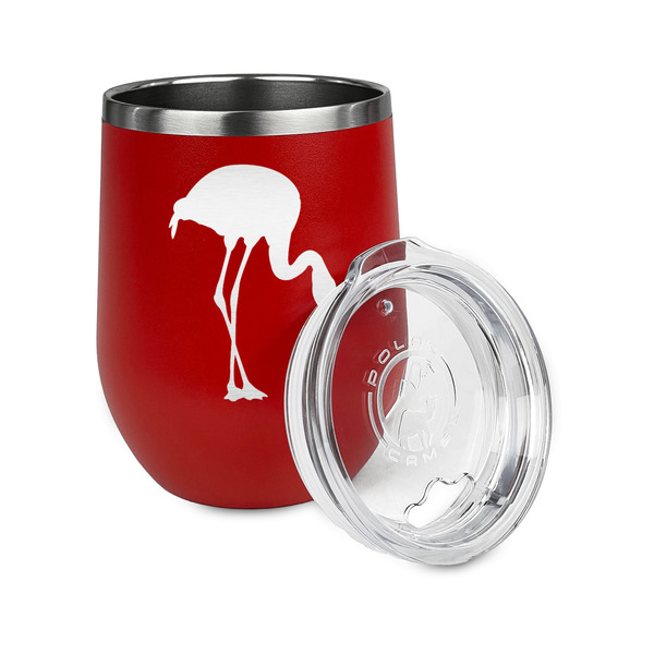 Pink Flamingo Stainless Wine Tumblers - Red - Double Sided - Alt View