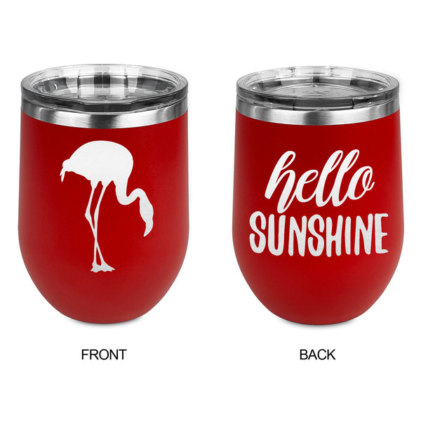 Pink Flamingo Stainless Wine Tumblers - Red - Double Sided - Approval
