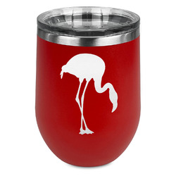 Pink Flamingo Stemless Stainless Steel Wine Tumbler - Red - Double Sided