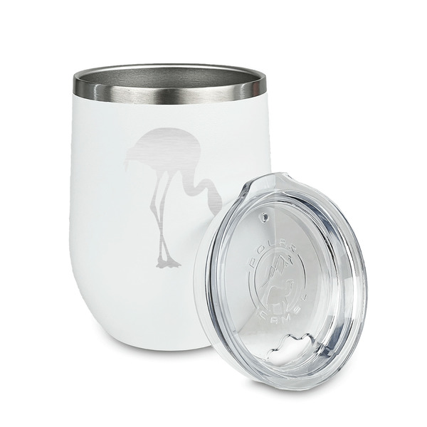 Pink Flamingo Stainless Wine Tumblers - White - Single Sided - Alt View