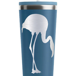 Pink Flamingo RTIC Everyday Tumbler with Straw - 28oz - Steel Blue - Double-Sided (Personalized)