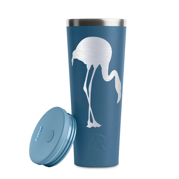 Pink Flamingo Steel Blue RTIC Everyday Tumbler - 28 oz. - Lid Off