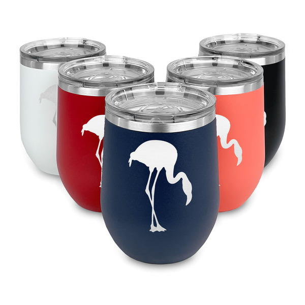 Pink Flamingo Steel Wine Tumblers Multiple Colors