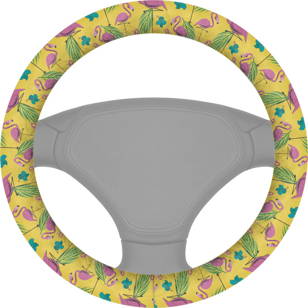 Custom Pink Flamingo Steering Wheel Cover