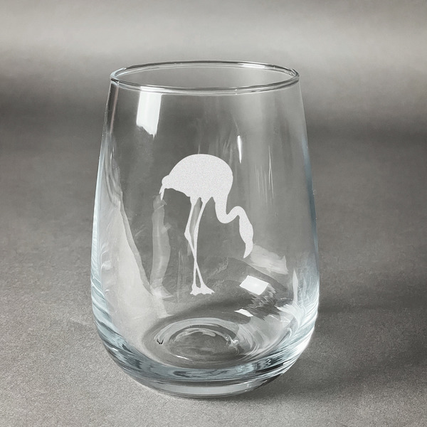 Custom Pink Flamingo Stemless Wine Glass - Engraved