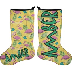 Pink Flamingo Holiday Stocking - Double-Sided - Neoprene (Personalized)