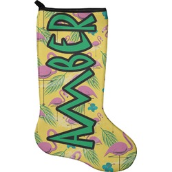 Pink Flamingo Holiday Stocking - Single-Sided - Neoprene (Personalized)