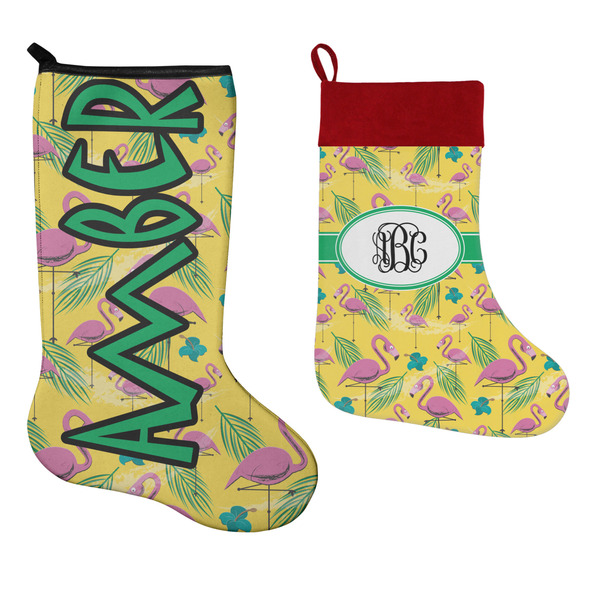 Pink Flamingo Stockings - Side by Side compare