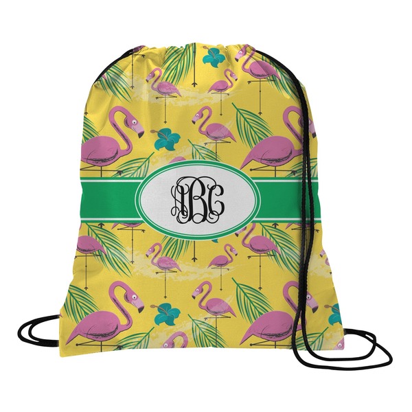Custom Pink Flamingo Drawstring Backpack - Small (Personalized)