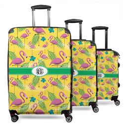 Pink Flamingo 3 Piece Luggage Set - 20" Carry On, 24" Medium Checked, 28" Large Checked (Personalized)