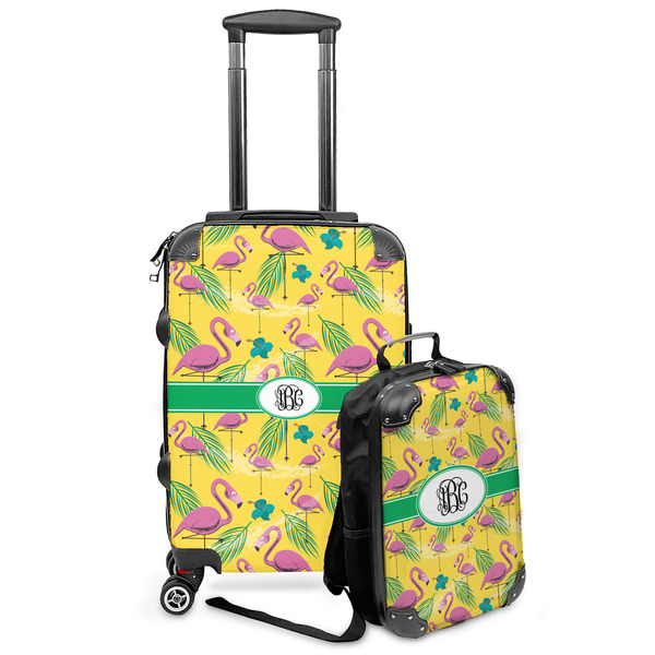 Custom Pink Flamingo Kids 2-Piece Luggage Set - Suitcase & Backpack (Personalized)