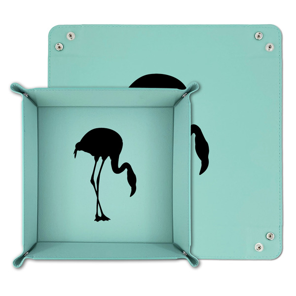 Pink Flamingo Teal Faux Leather Valet Trays - PARENT MAIN