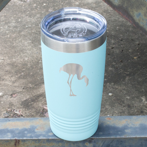 Pink Flamingo Teal Polar Camel Tumbler - 20oz - Angled