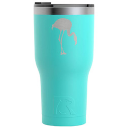 Pink Flamingo RTIC Tumbler - Teal - Engraved Front (Personalized)