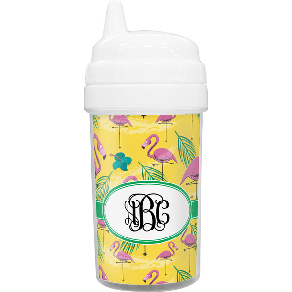 Custom Pink Flamingo Toddler Sippy Cup (Personalized)