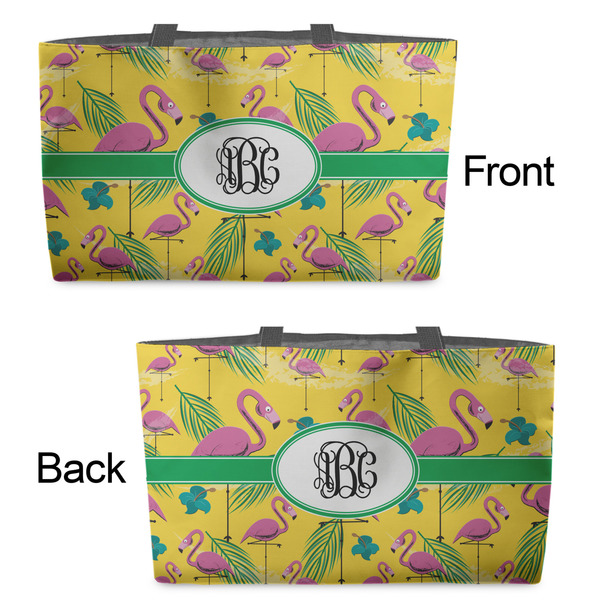 Pink Flamingo Tote w/Black Handles - Front & Back Views