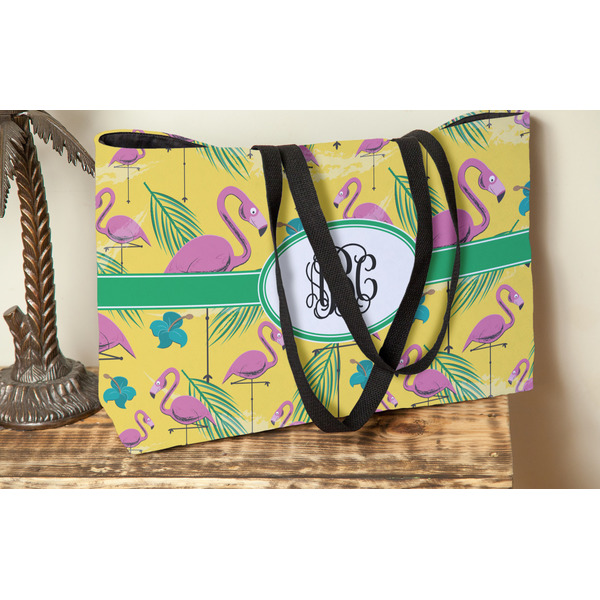 Pink Flamingo Tote w/Black Handles - Lifestyle View