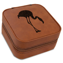 Pink Flamingo Travel Jewelry Box - Leather
