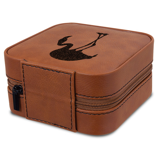 Pink Flamingo Travel Jewelry Boxes - Leatherette - Rawhide - View from Rear