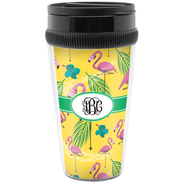 Custom Pink Flamingo Acrylic Travel Mug without Handle (Personalized)