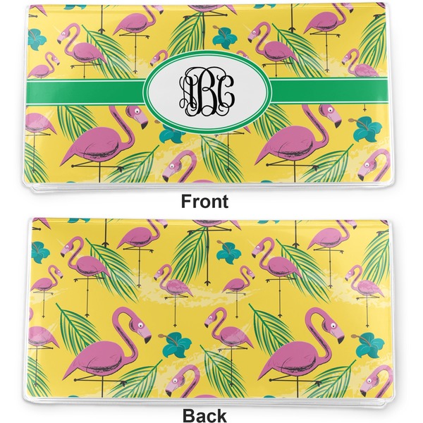 Pink Flamingo Vinyl Check Book Cover - Front and Back