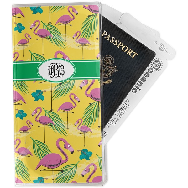 Custom Pink Flamingo Travel Document Holder