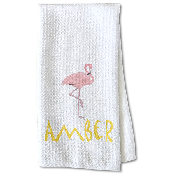 Pink Flamingo Waffle Towel - Partial Print Print Style Image
