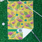 Pink Flamingo Waffle Weave Golf Towel - In Context