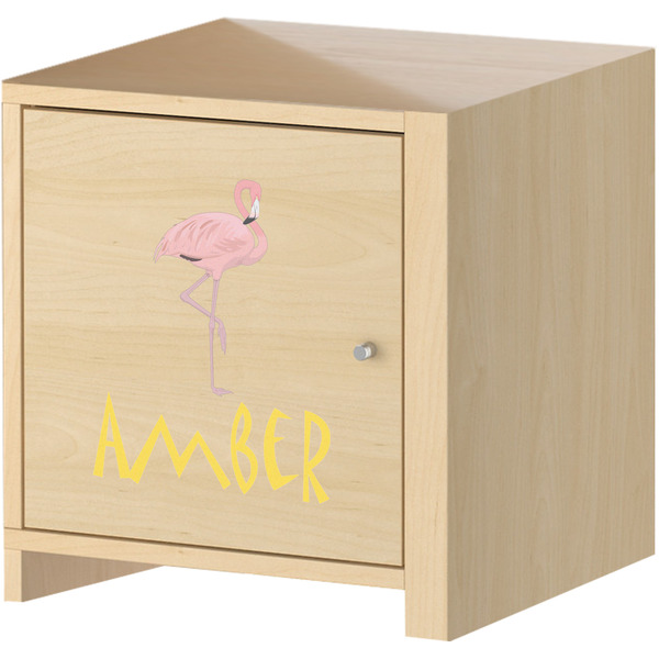 Pink Flamingo Wall Graphic on Wooden Cabinet