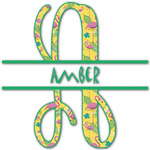 Pink Flamingo Name & Initial Decal - Up to 12"x12" (Personalized)