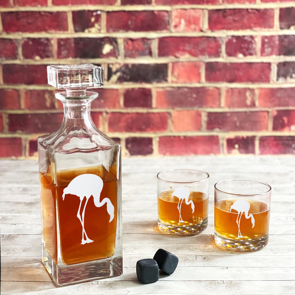 Pink Flamingo Whiskey Decanters - 30oz Square - LIFESTYLE