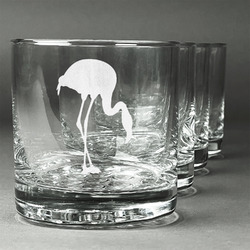 Pink Flamingo Whiskey Glasses (Set of 4) (Personalized)