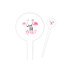 Pink Flamingo White Plastic 4" Food Pick - Round - Closeup