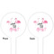 Pink Flamingo White Plastic 4" Food Pick - Round - Double Sided - Front & Back