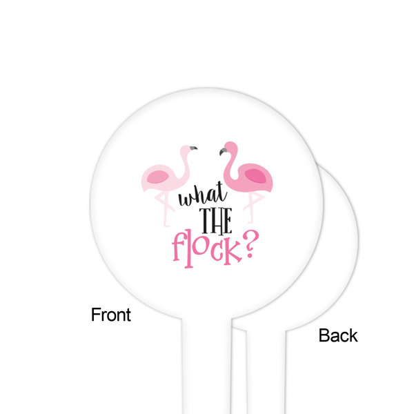 Pink Flamingo White Plastic 4" Food Pick - Round - Single Sided - Front & Back