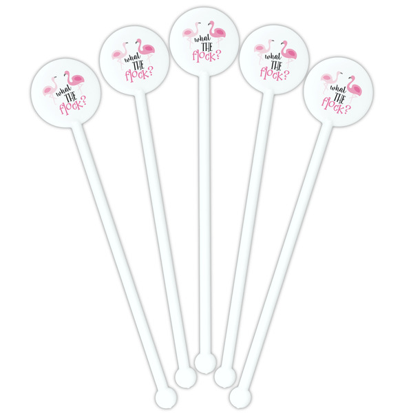 Pink Flamingo White Plastic 5.5" Stir Stick - Fan View