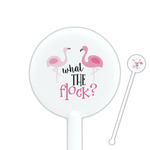 Pink Flamingo 5.5" Round Plastic Stir Sticks - White - Single Sided