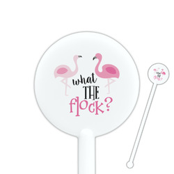 Pink Flamingo 5.5" Round Plastic Stir Sticks - White - Single Sided