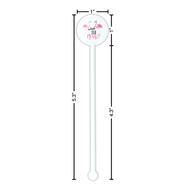 Pink Flamingo White Plastic 5.5" Stir Stick - Round - Dimensions
