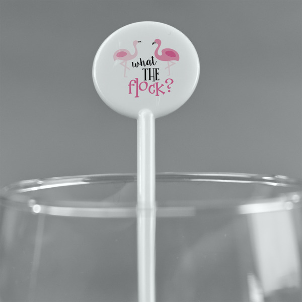 Pink Flamingo White Plastic 5.5" Stir Stick - Round - Main