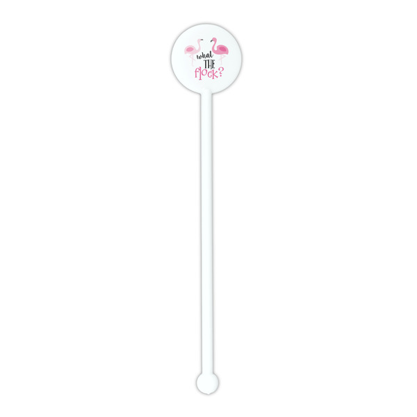 Pink Flamingo White Plastic 5.5" Stir Stick - Round - Single Stick