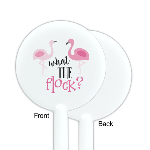 Pink Flamingo White Plastic 5.5" Stir Stick - Single Sided - Round - Front & Back