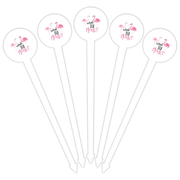 Pink Flamingo White Plastic 6" Food Pick - Round - Fan View